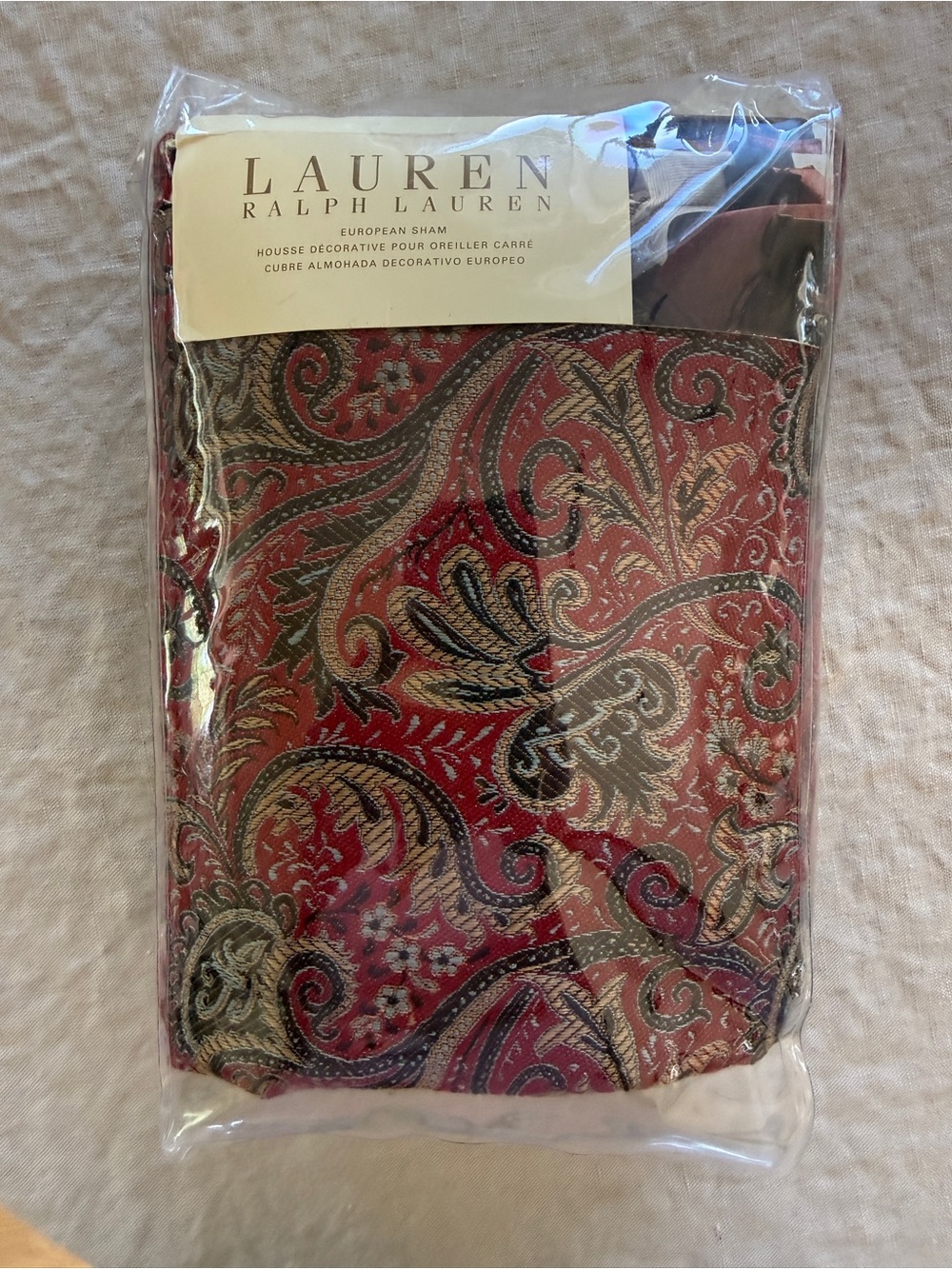 Lauren Ralph Lauren Red, Gold and Black Paisley Accent Sham - Jacquard